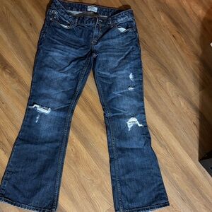 Aeropostale Navy Flare Jeans with Distressed Accents